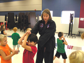 Teaching karate in school